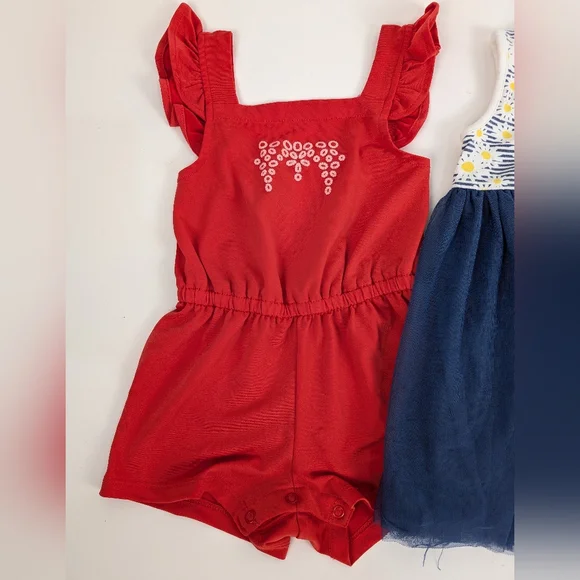 Spring/Summer Toddler Girls Dress and Romper Set Of 4 - 12-18 months - Picture 2 of 6